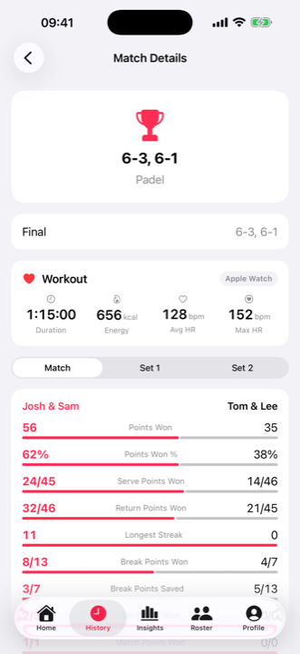 Match Details screen in light mode